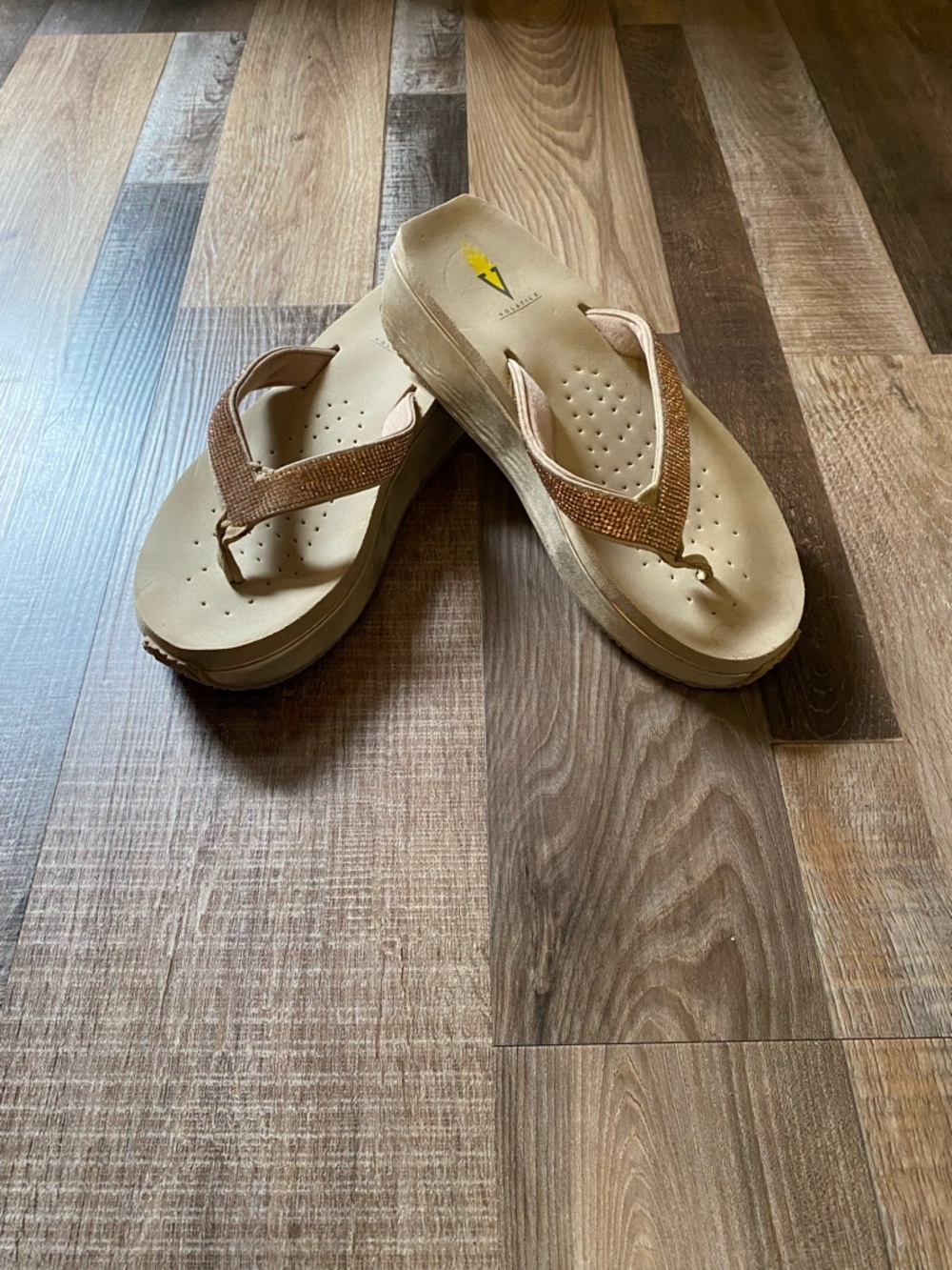 Volatile Beige/Tan Platform Flip-Flop Sandals